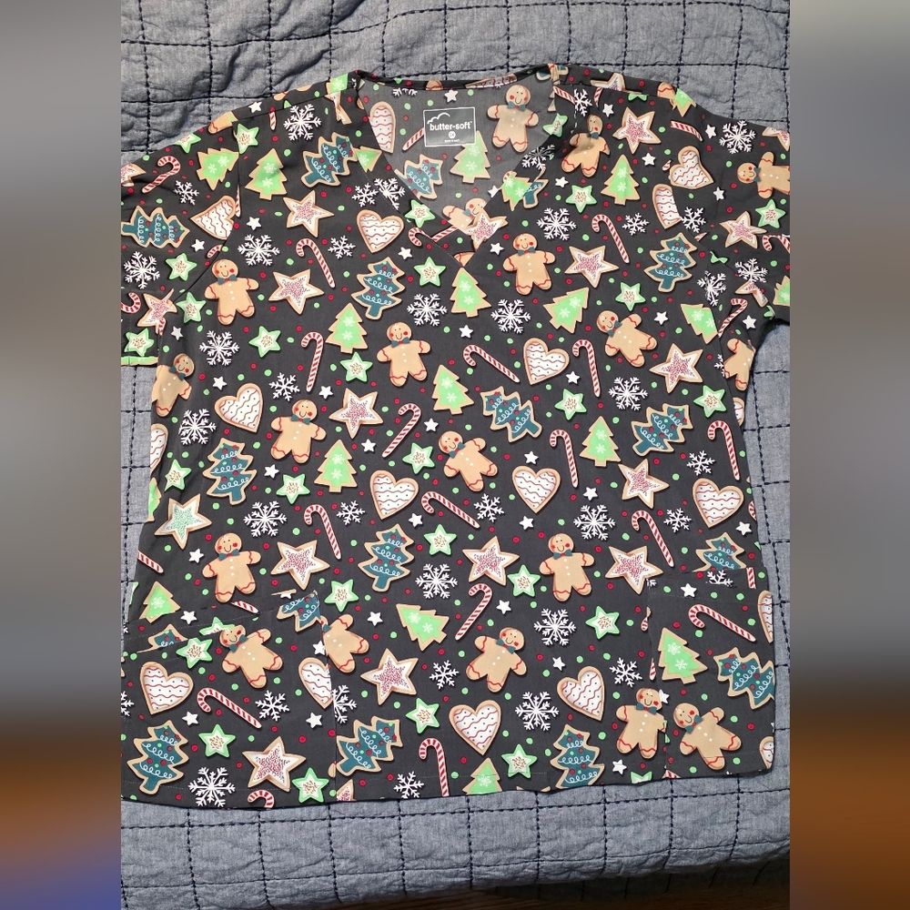 Butter-Soft Festive Gingerbread Scrub Top